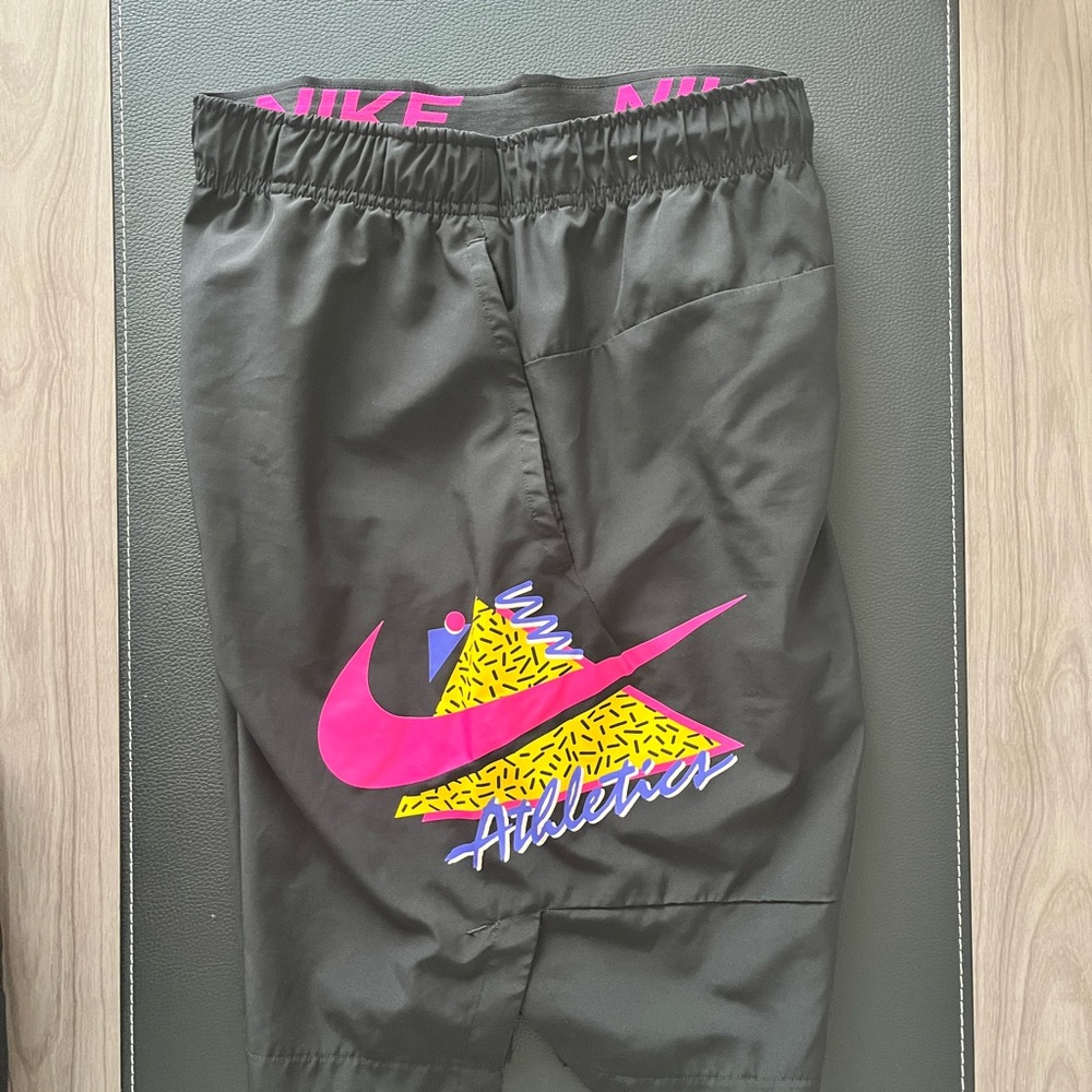 Nike Dri Fit Black Athletic Shorts with Retro Accents